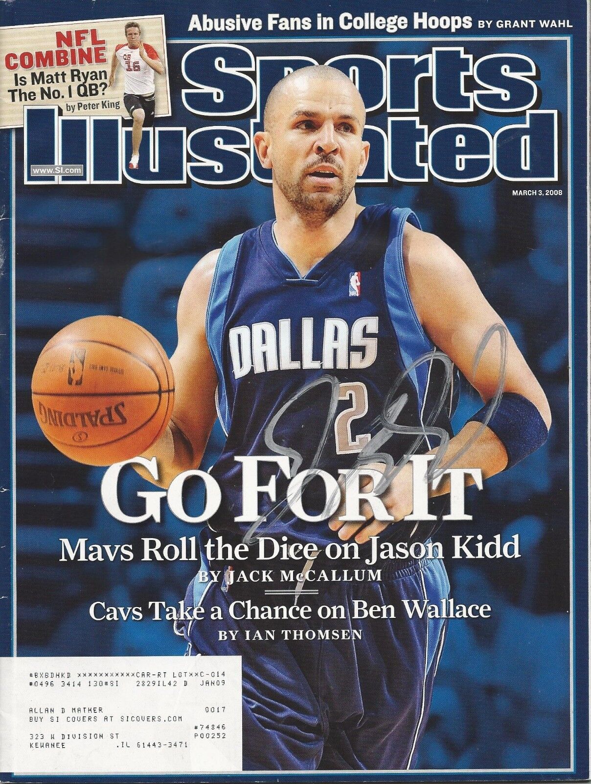 **GFA Sports Illustrated *JASON KIDD* Signed SI Magazine AD4 COA**