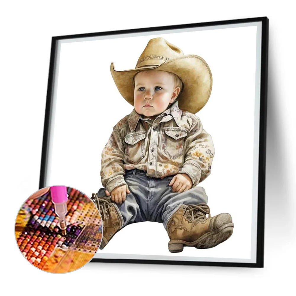 Diamond Painting - Full Round Drill - Cowboy Kid(Canvas|30*30cm)