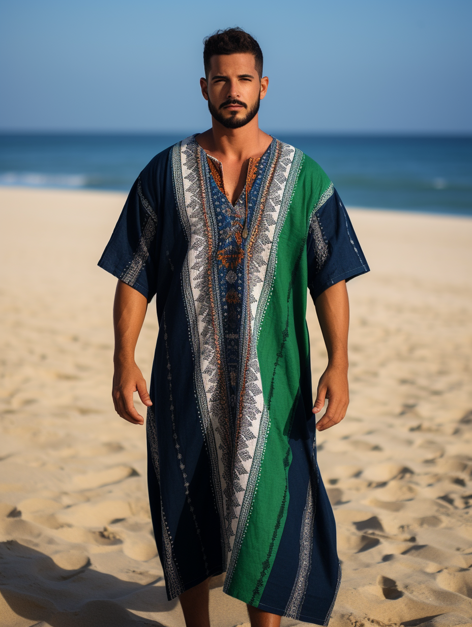 Men's Ethnic V-neck Long Kaftan