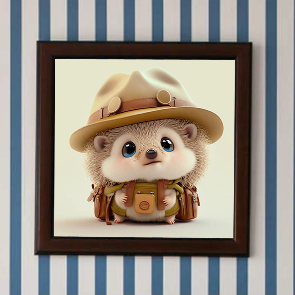 Full Round Diamond Painting 30*30cm - Little Detective Hedgehog