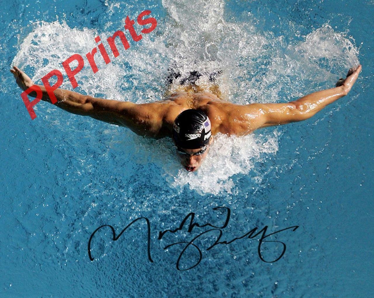 MICHAEL FRED PHELPS swimming olympics SIGNED AUTOGRAPHED 10X8 REPRO Photo Poster painting PRINT