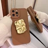 Retro Brown Quality Soft TPU Phone Case with Golden Holder for iPhone 7-13