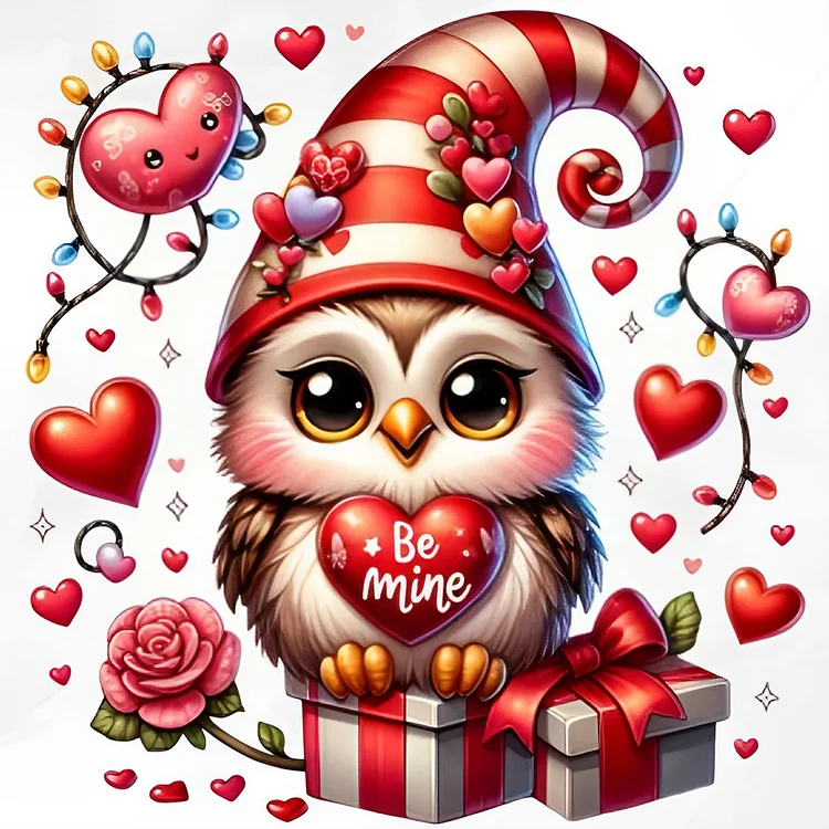 Full Round Diamond Painting - Valentine Love Owl 30*30CM