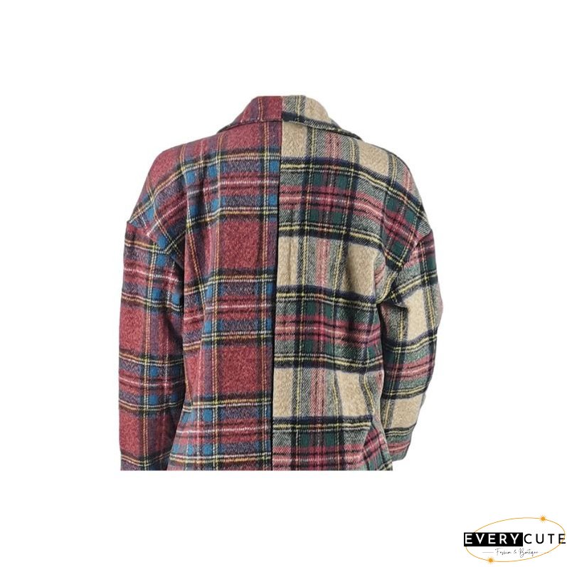 Plaid Patchwork Woolen Coat