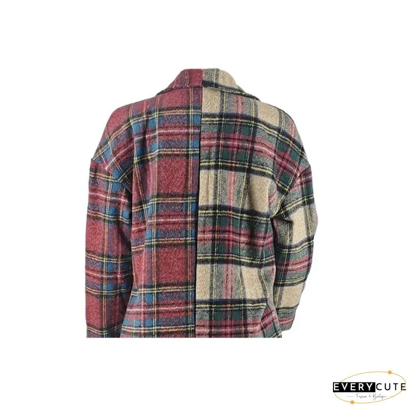 Plaid Patchwork Woolen Coat