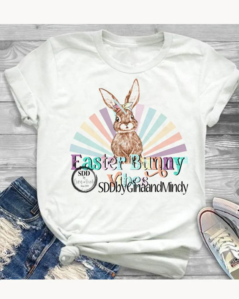 Easter Print Casual Short Sleeve T-Shirt