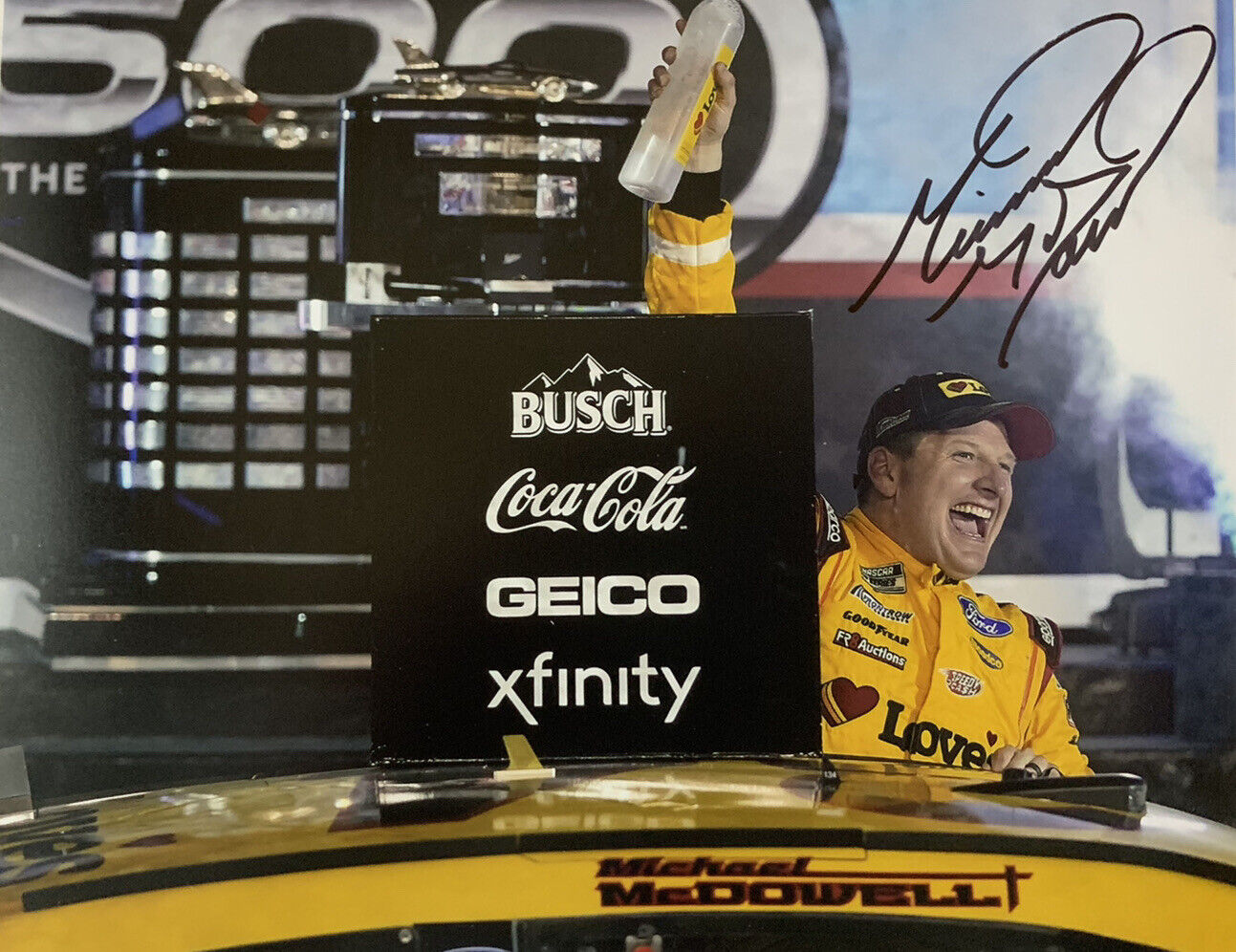 MICHAEL MCDOWELL SIGNED 8x10 Photo Poster painting DAYTONA 500 WINNER AUTOGRAPH AUTHENTIC COA