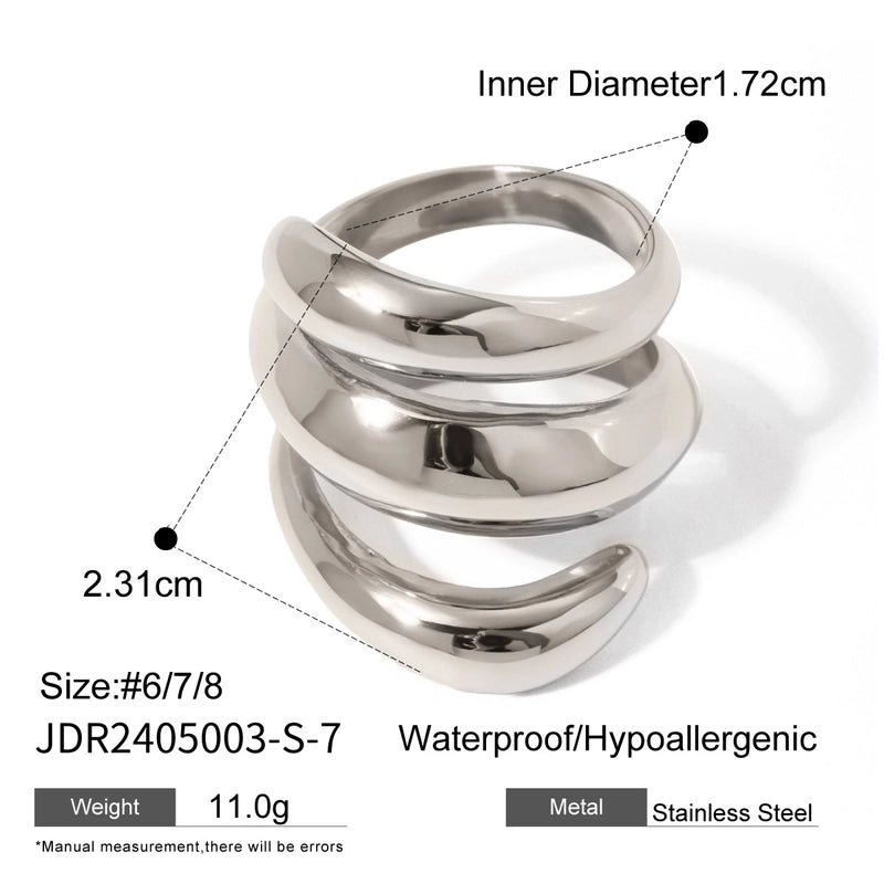 Exaggerated Artistic Geometric 304 Stainless Steel Layered Open Rings