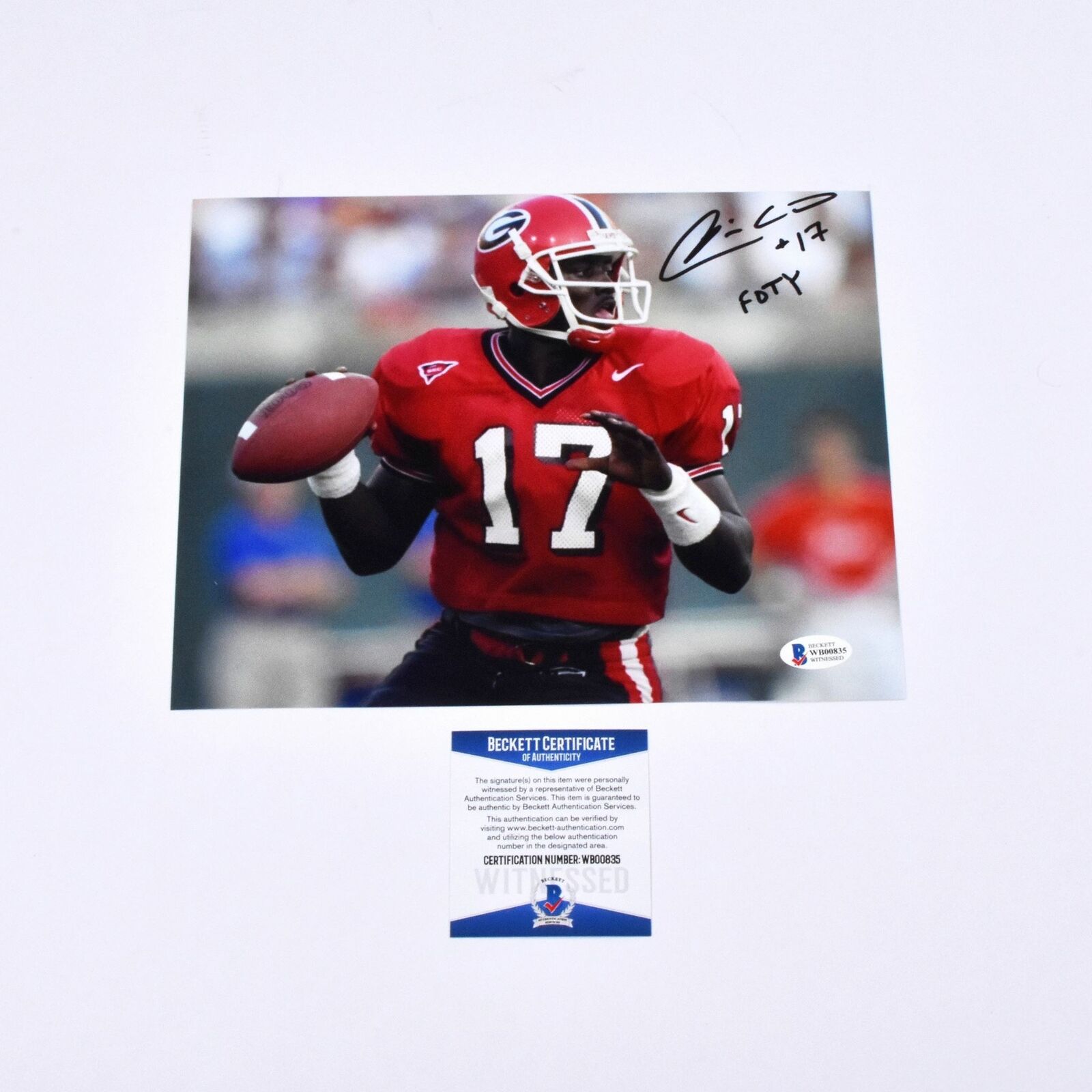 Quincy Carter Signed 8x10 Georgia Bulldogs FOTY