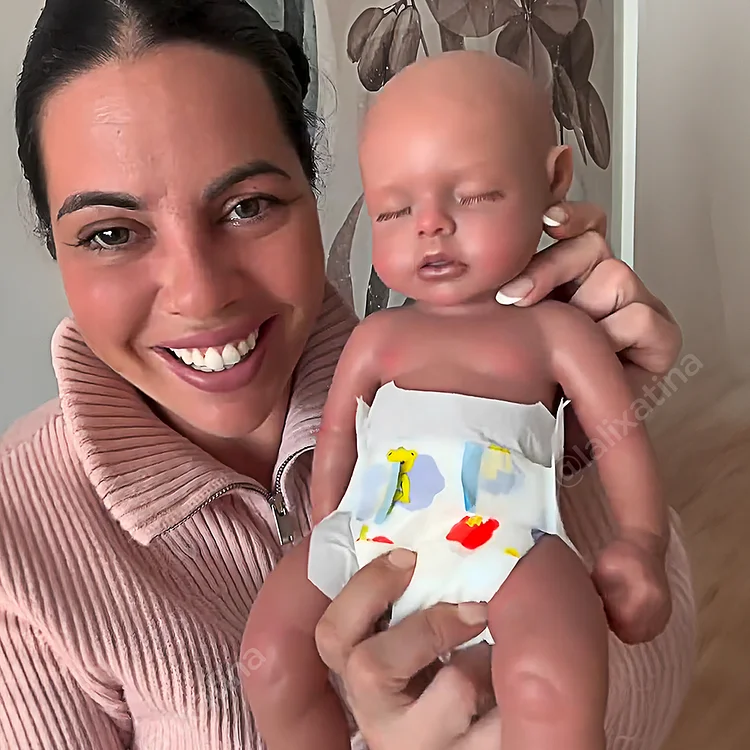 [Ships Within 24 Hours]Babeside Lucy 12&ldquo;/16'' Realistic Silicone Sleeping Baby African American Little Infant Girl Physical and Mental Accompaniment