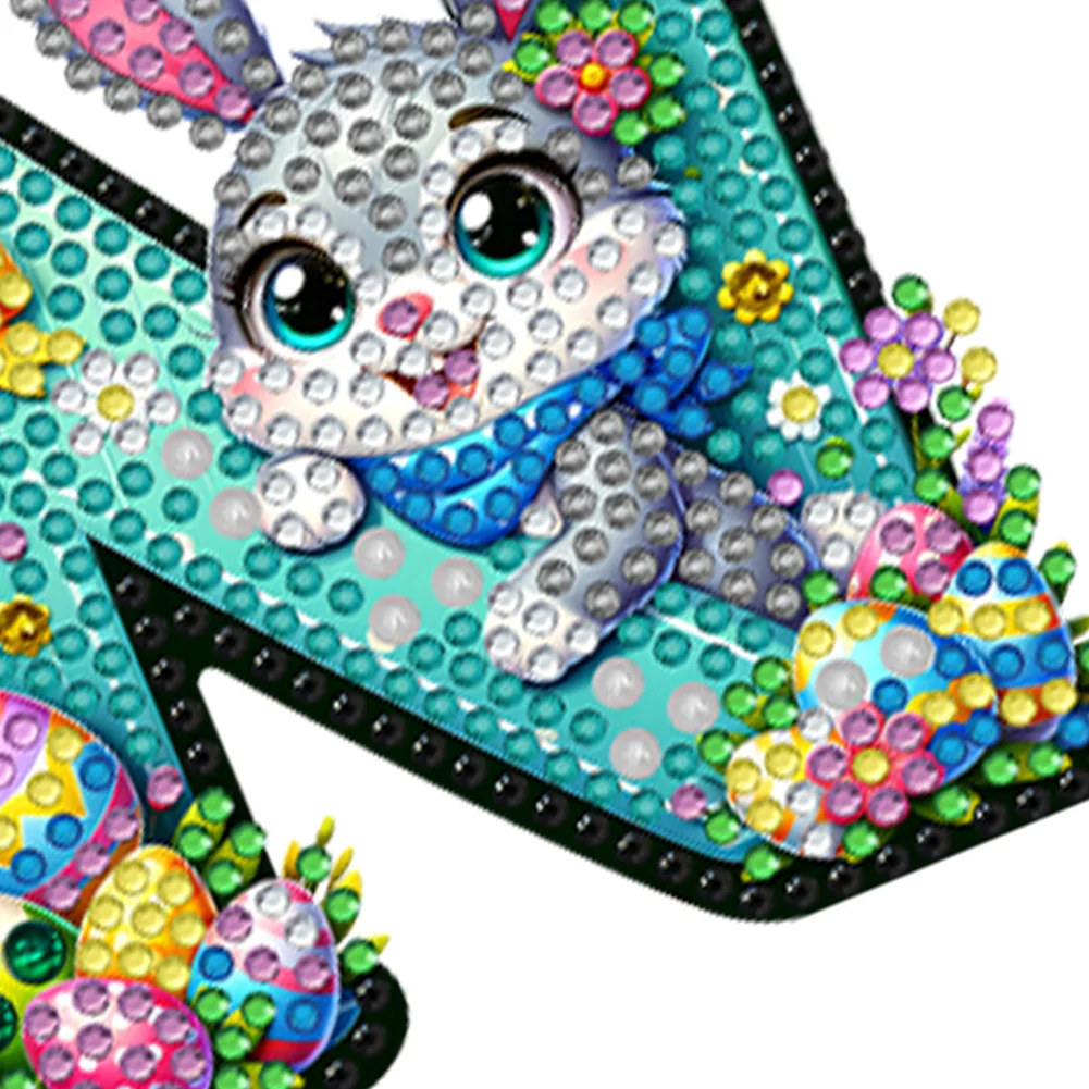 DIY PET Double Sided Special Shaped Easter Alphabet N Diamond Painting Keychain
