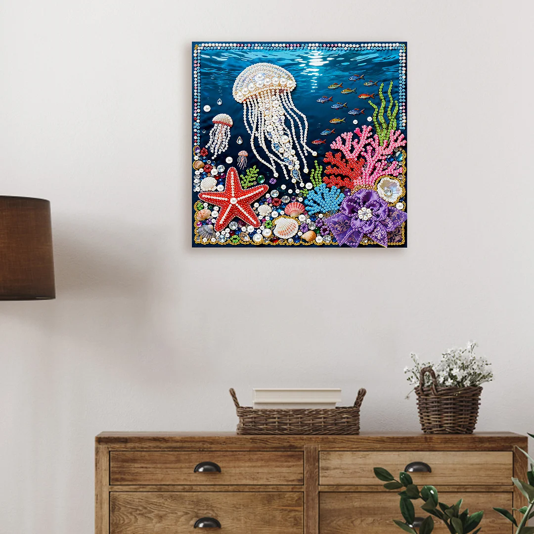 Jellyfish Art Diamond Painting Kit for Adults Home Decor 25x25cm With Frame