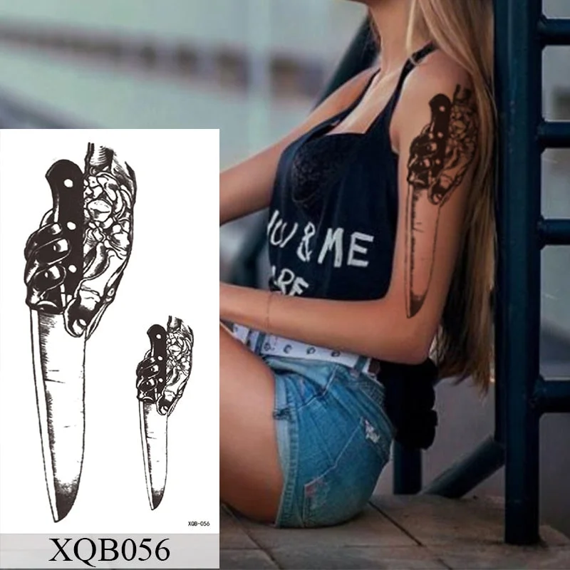 Waterproof Temporary Tattoo Sticker Old School Mermaid Flash Rose Tattoos Body Art Arm Fake Tatoo Women Men