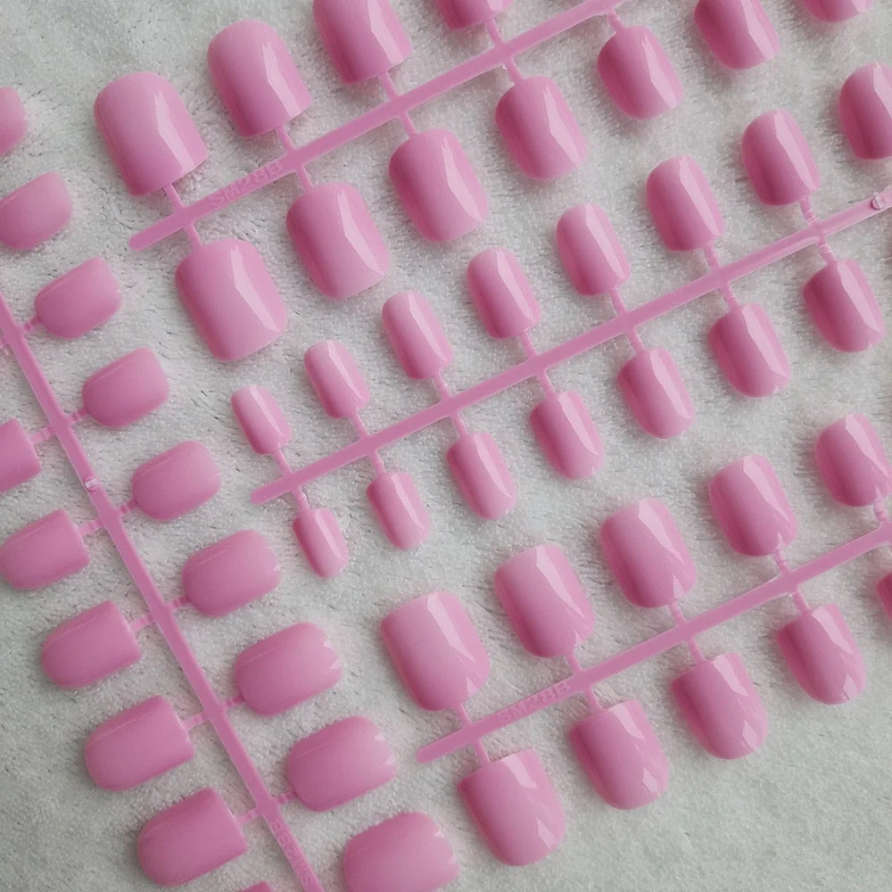 4 Sets/lot Mixed Colors False Nail Tips Short Full Cover Square Fake Nails Comfortable Multicolor Press On Nails Nail DIY-Nail Inspo