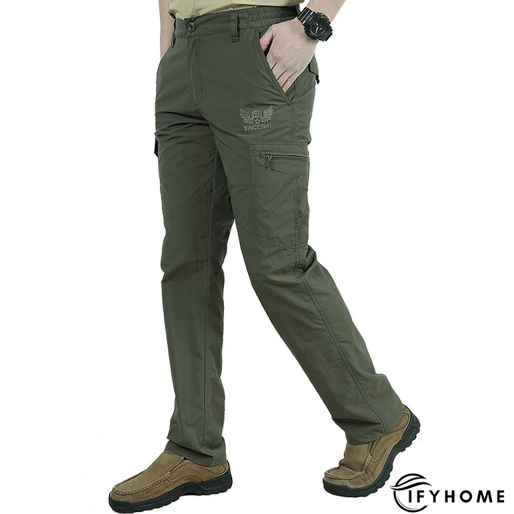 Men's Cargo Pants Hiking Pants Trousers Tactical Pants Military Summer Outdoor Ripstop Breathable Water Resistant Quick Dry Pants / Trousers Bottoms 6 Pockets Elastic Waist Black Army Green Hunting | IFYHOME
