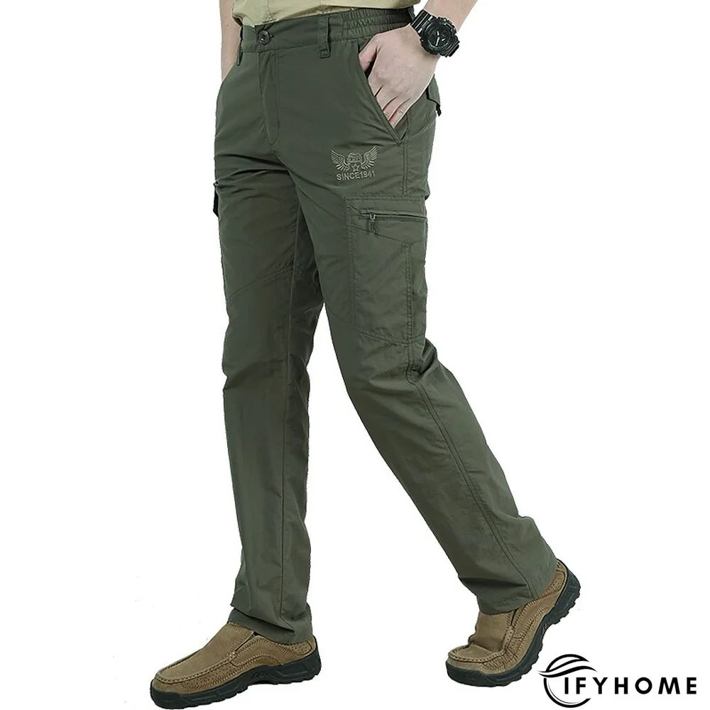 Men's Cargo Pants Hiking Pants Trousers Tactical Pants Military Summer Outdoor Ripstop Breathable Water Resistant Quick Dry Pants / Trousers Bottoms 6 Pockets Elastic Waist Black Army Green Hunting | IFYHOME