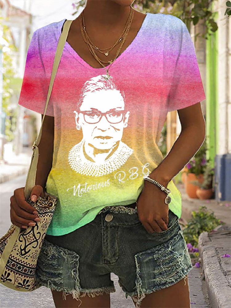 Vefave Notorious Ruth Bader Ginsberg Gradient T-Shirt