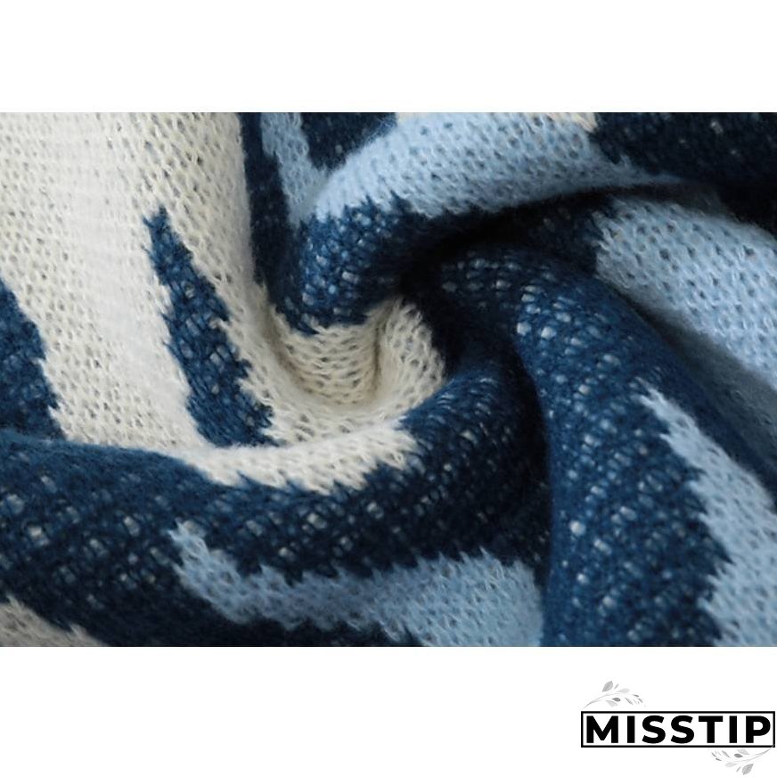 Two Tone Flame Pattern Knit Sweater