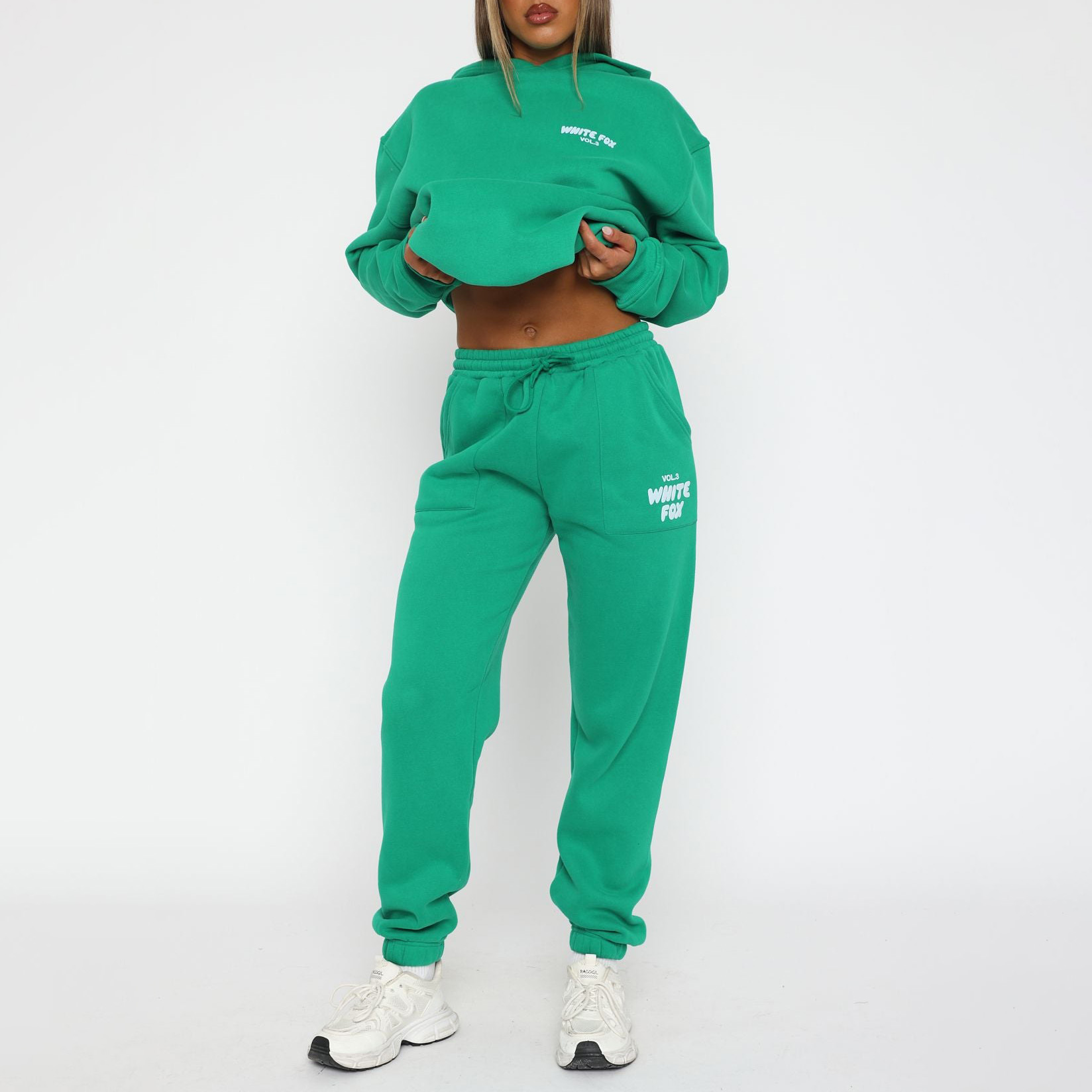 Fashion Sports LOGO Long Sleeve Pullover Hooded Sweatshirt Two Piece Set