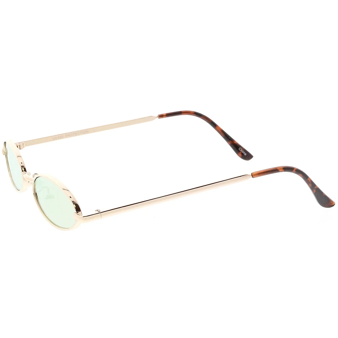 Extreme Small Oval glasses Color Mirrored Flat Lens 51mm