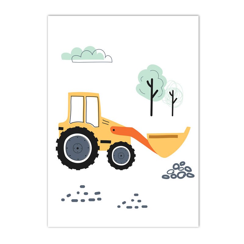 Toy Car Poster Nursery Wall Art Excavator Crane Canvas Painting Truck Tractor Print Nordic Wall Pictures Boys Kids Room Decor