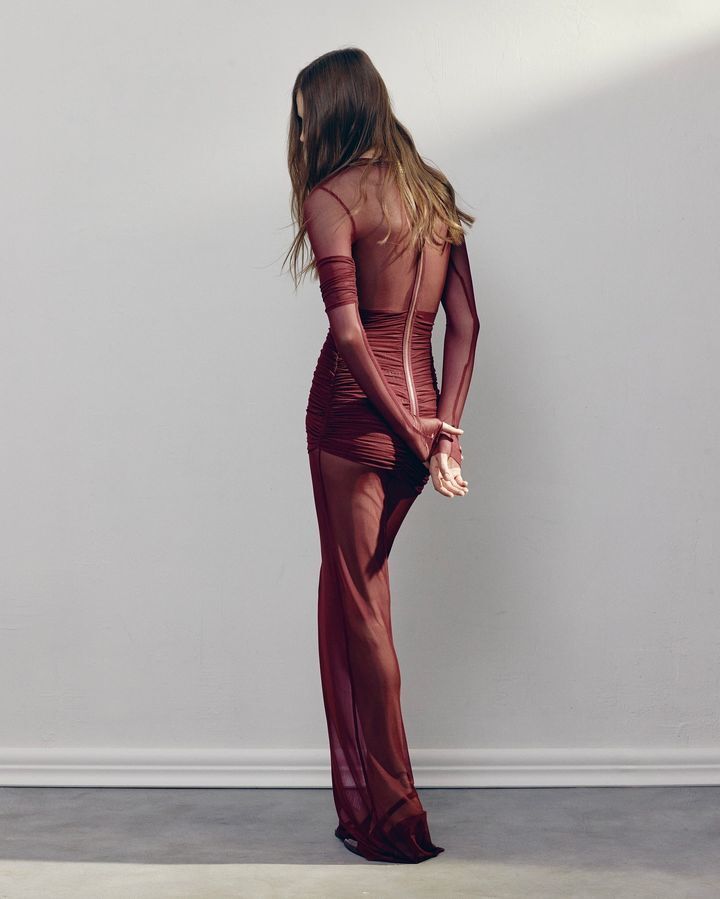 Elegant Mesh Patchwork Long Sleeve Bodycon Party Club Evening Dress Sexy Double Layer Perspective Vestido Autum Clothing