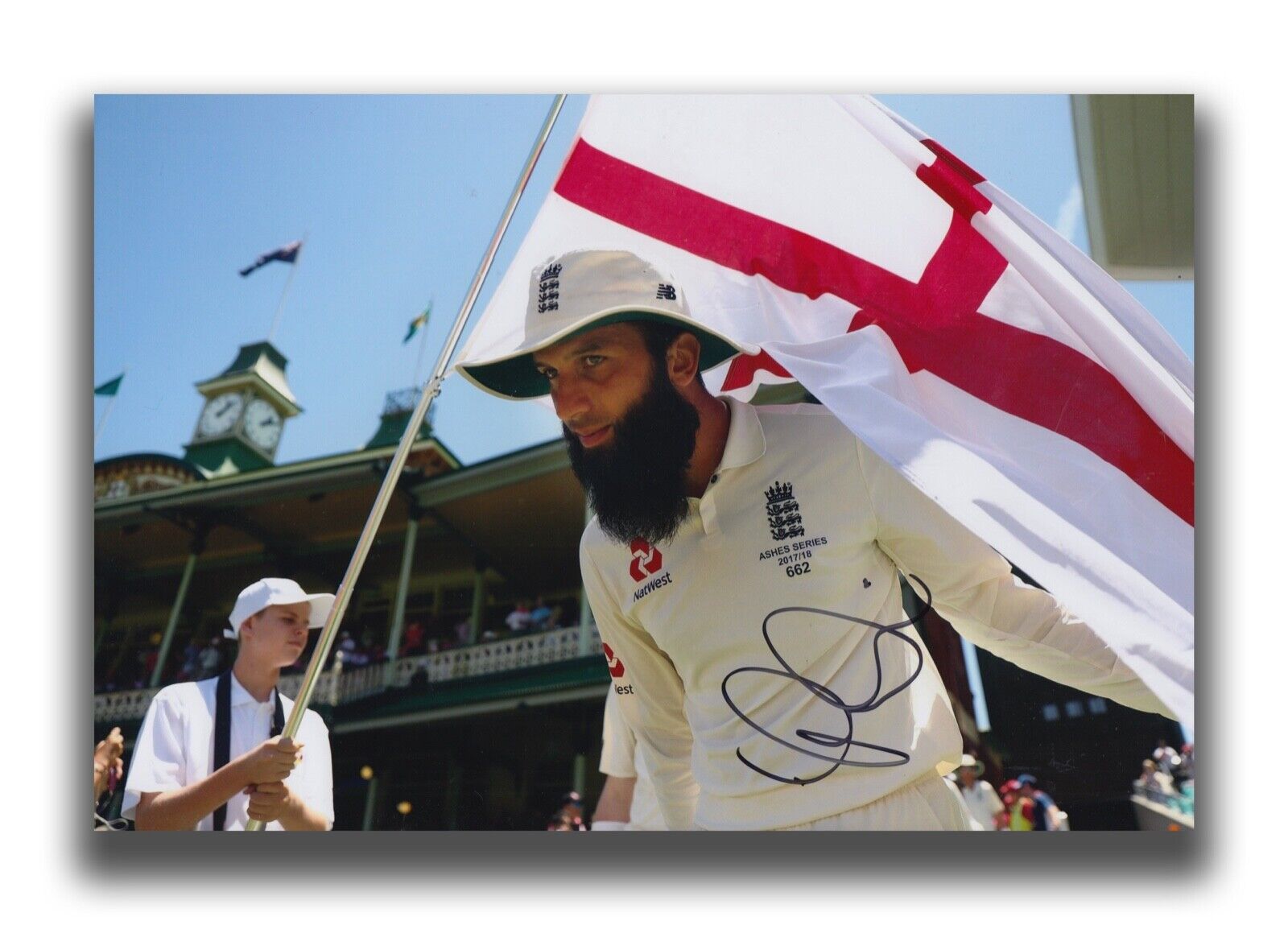 MOEEN ALI HAND SIGNED 12X8 Photo Poster painting - CRICKET AUTOGRAPH - THE ASHES.