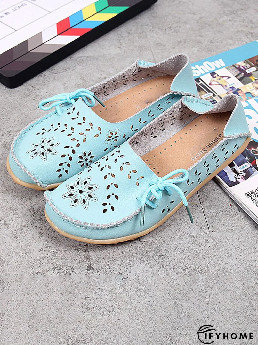 Cowhide Hollow Lace-up Portable Shoes | IFYHOME