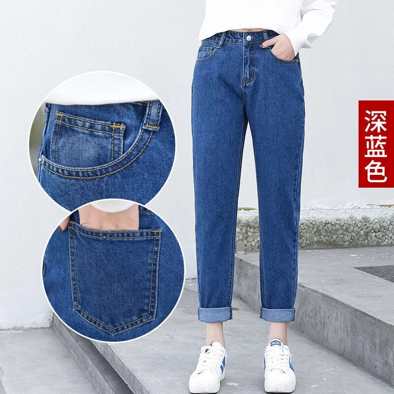 High Waist Jeans Women Plus Size Washed Solid Color All Match Black Streetwear 5XL Womens Trousers Top Quality Korean Style Soft