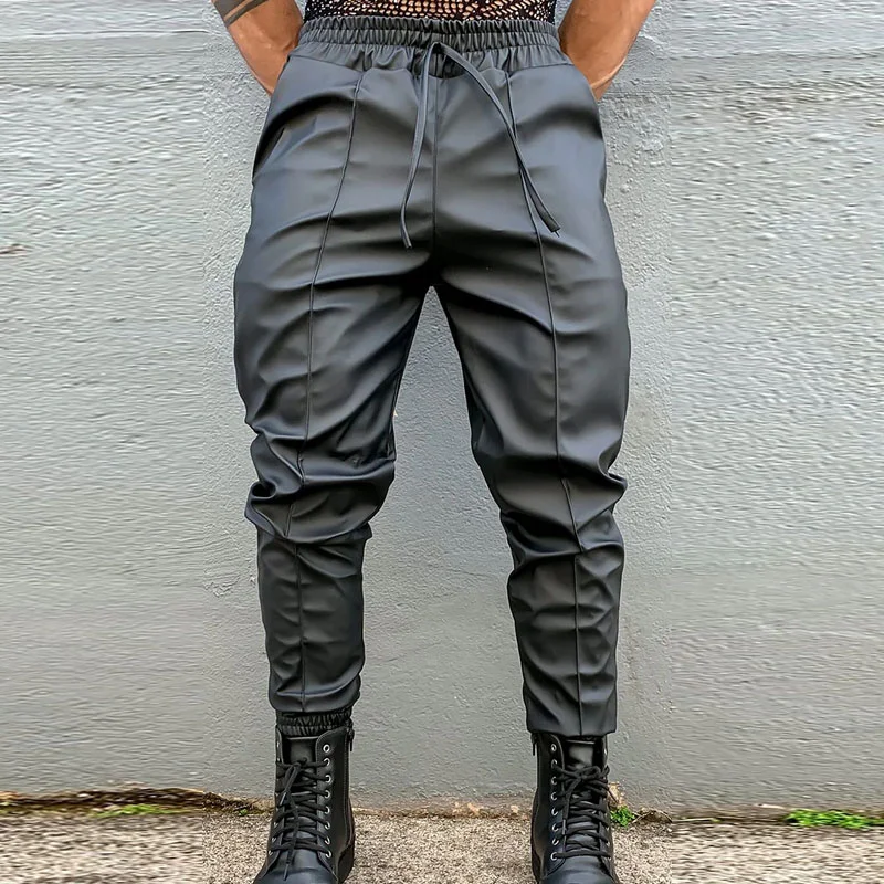 Textured Harem Matte PU Leather Pants