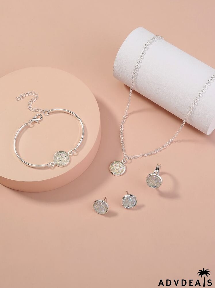 5pcs Round Detail Jewelry Set