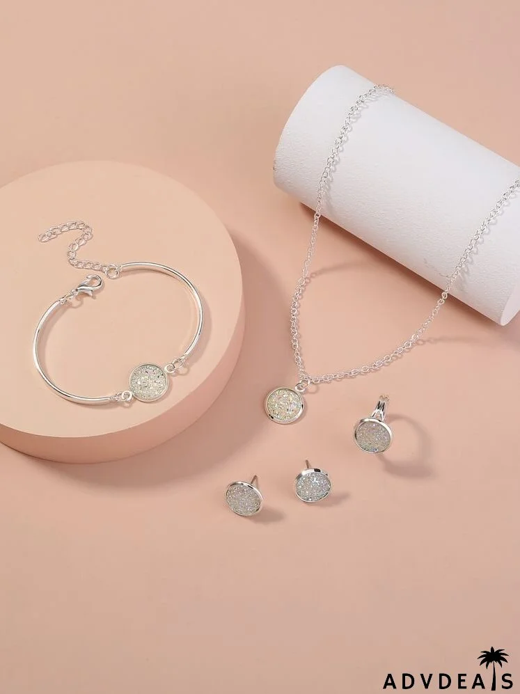 5pcs Round Detail Jewelry Set
