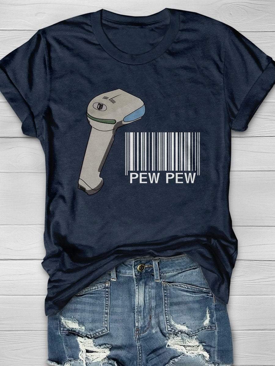 Funny Nurse Pew Pew Print Short Sleeve T-shirt