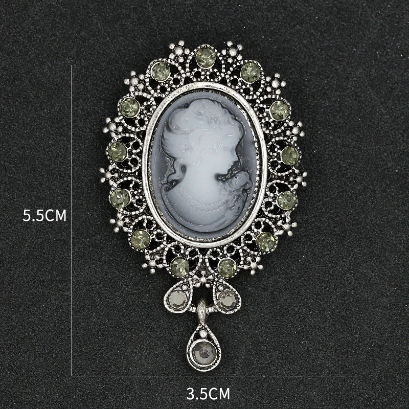 Retro Pin Portrait Alloy Plating Rhinestones Women’S Brooches