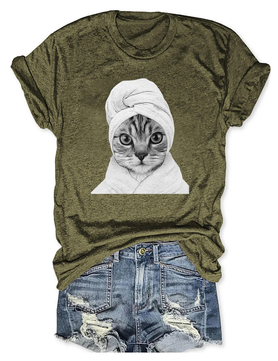 Funny Cat In Bathrobe Portrait T-shirt