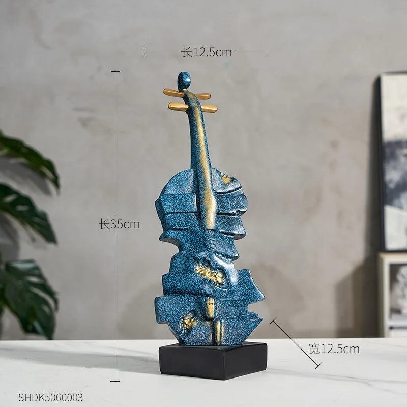 Modern Home Decoration Violin Sculpture One Piece Resin Statue Living Room Decoration Statues for Decoration Office Decoration
