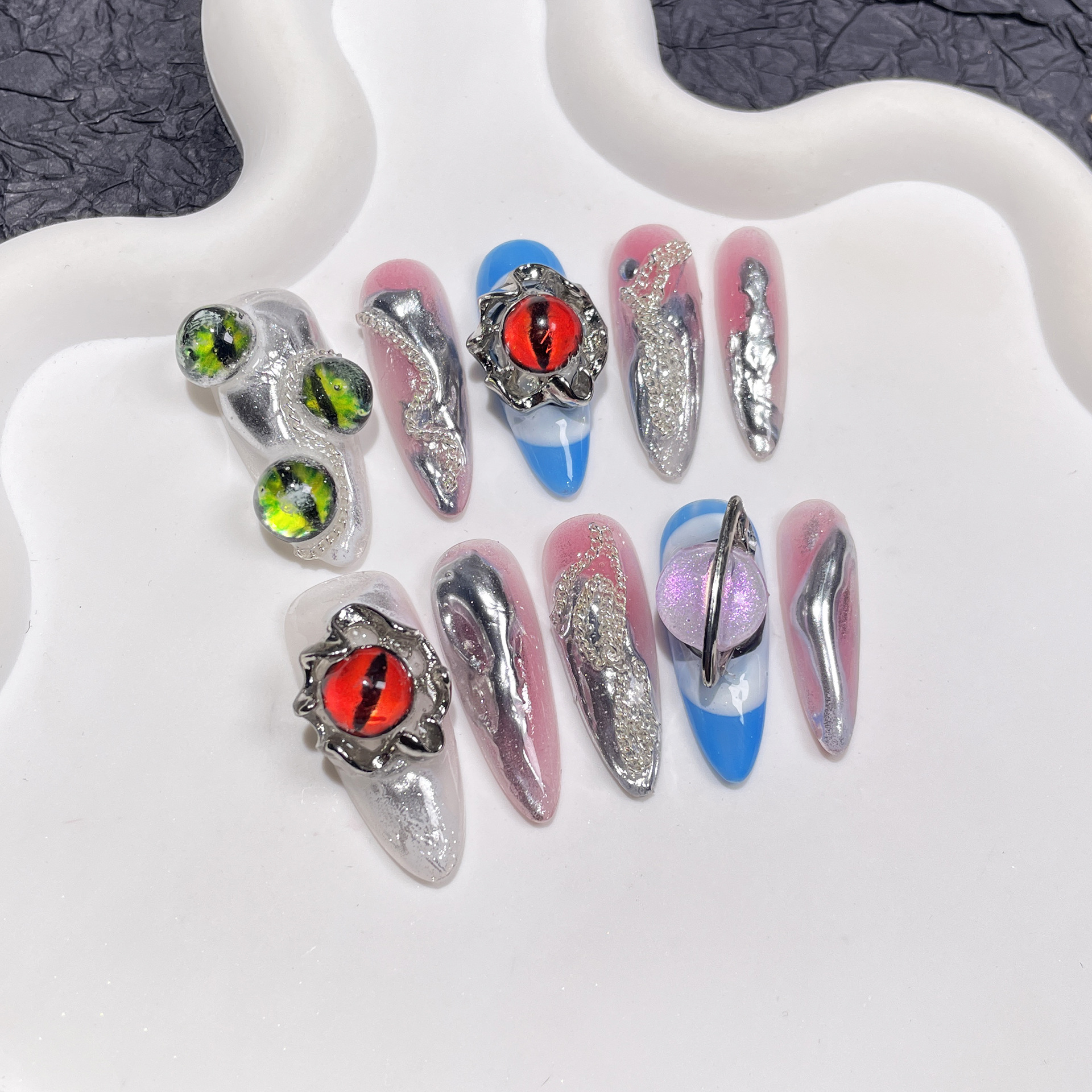 Handmade Devil's Eye Dark Niche Gothic Press-On Nails