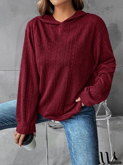 MidiSono - Textured Dropped Shoulder Hoodie