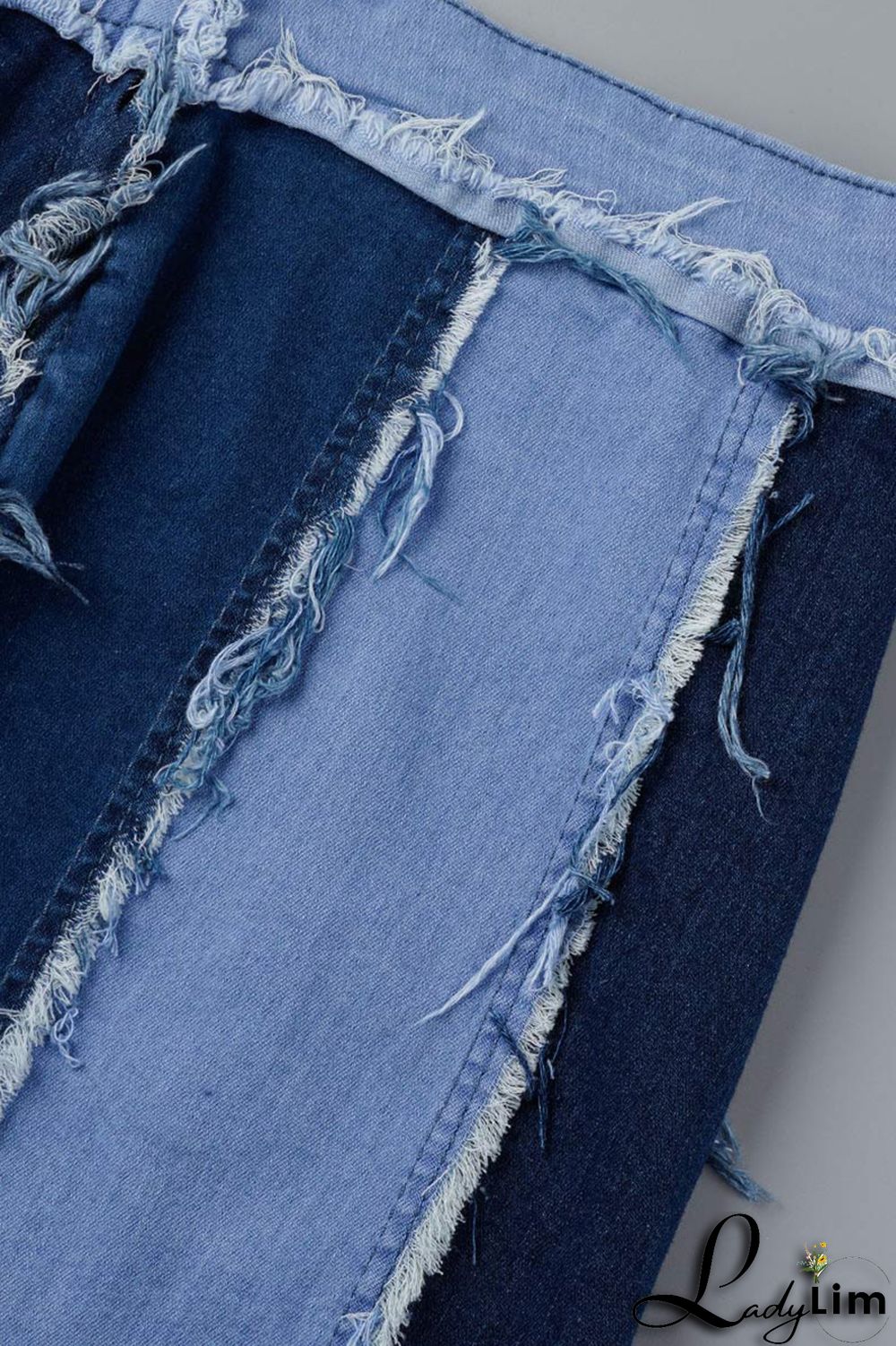 Blue Fashion Casual Patchwork Basic High Waist Skinny Denim Skirts