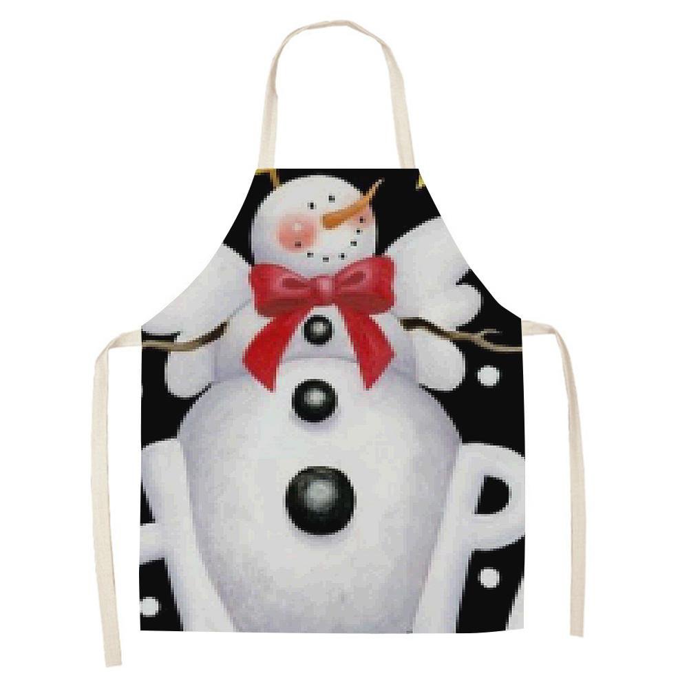 Linen Print Apron - Christmas Snowman - Waterproof