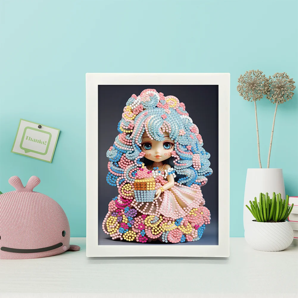 Diamond Painting - Partial Crystal Rhinestone Drill - Cartoon Girl(Canvas|15*20cm)【with Plastic Frame】