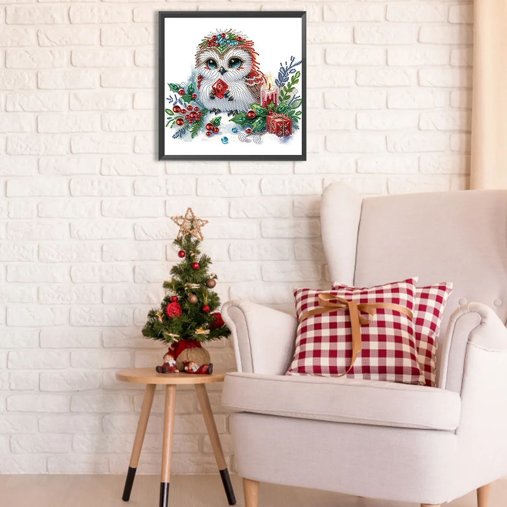 Diamond Painting - Partial Special Shaped Drill - Winter Owl(Canvas|30*30cm)
