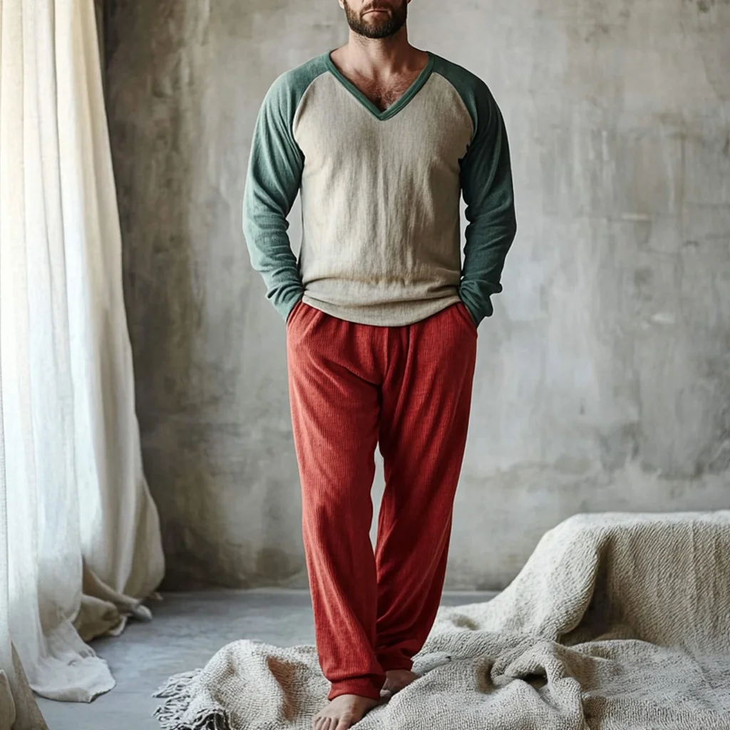 Men's Christmas Autumn And Winter Warm And Comfortable Casual Pajamas And Pants Two-piece Set-inspireuse