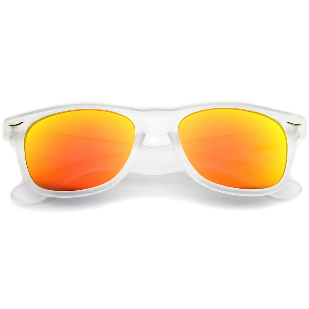 Matte Frosted Frame Reflective Colored Mirror Lens Horn Rimmed glasses 54mm