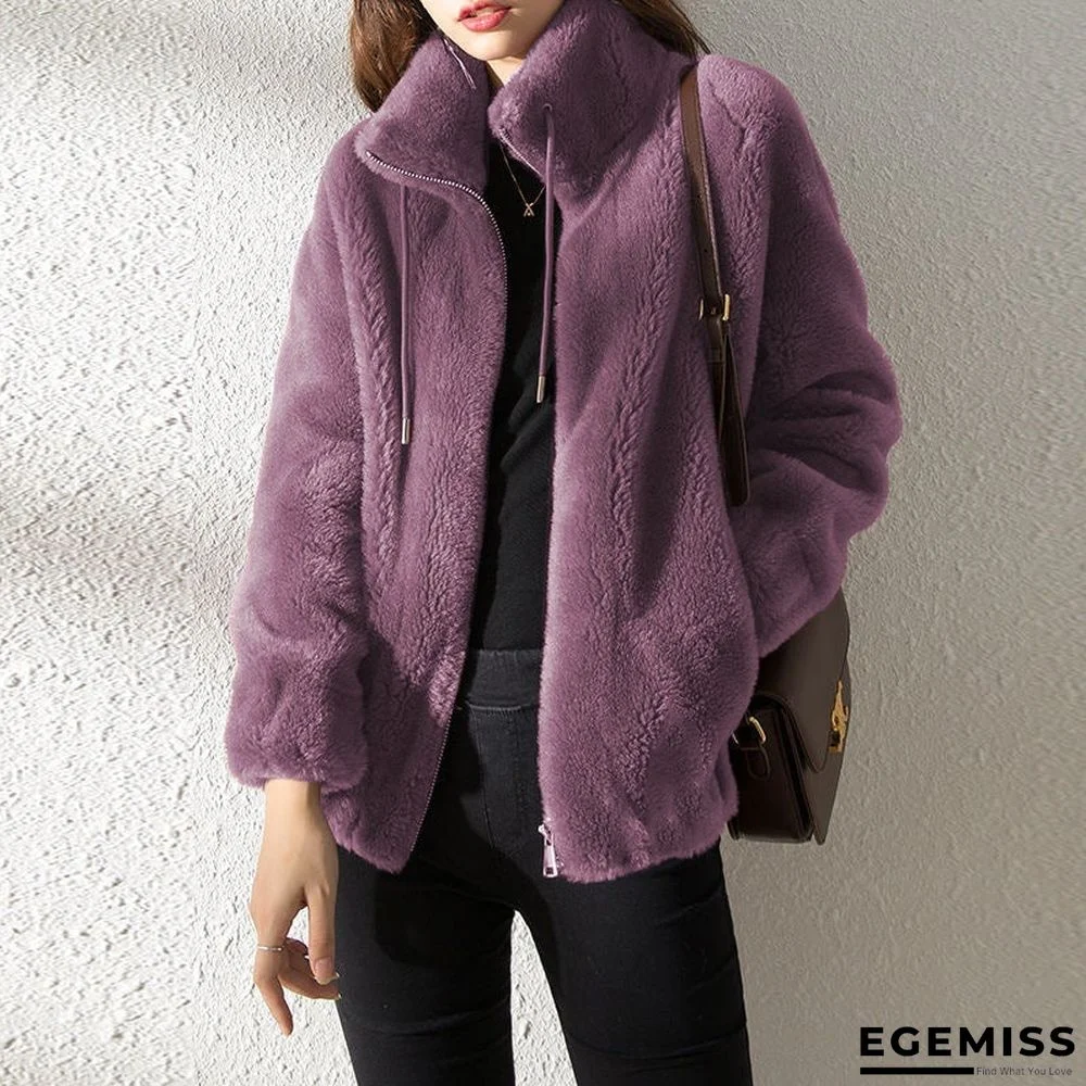 Autumn and Winter Stand Collar Cardigan Women's Coat | EGEMISS