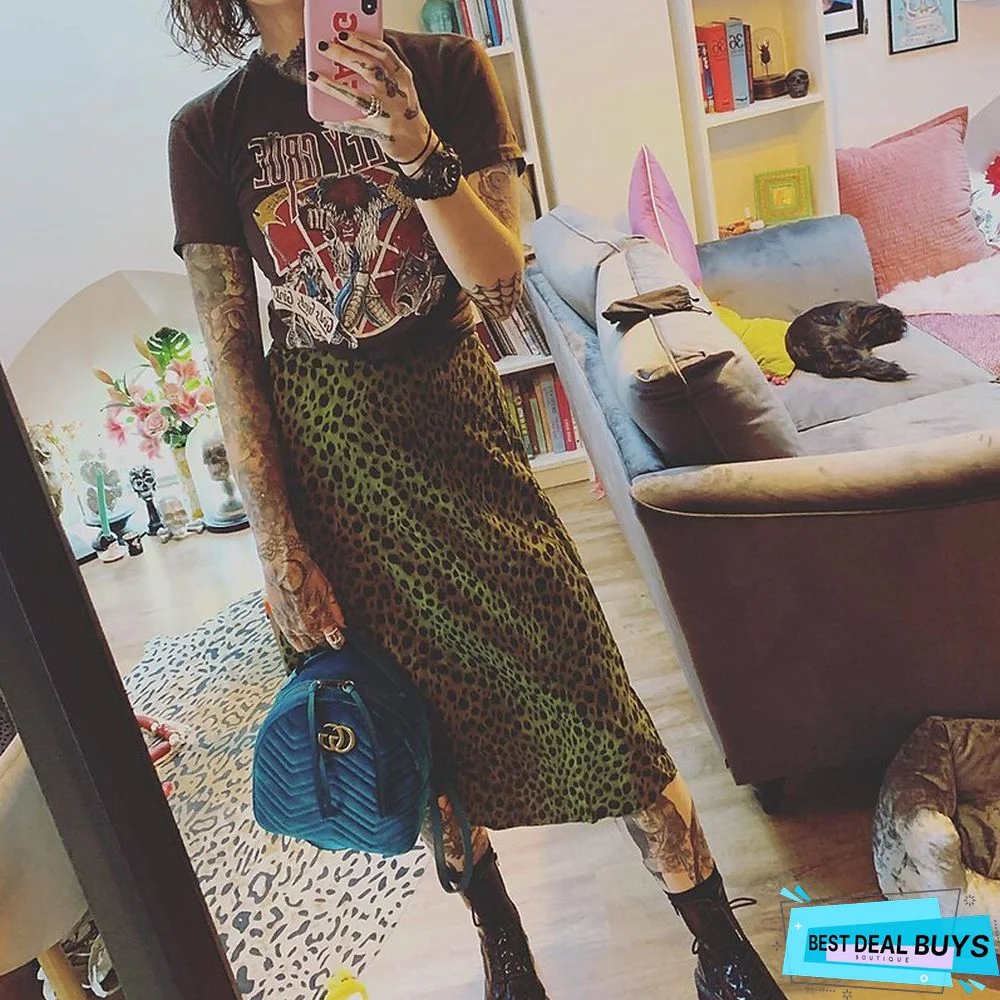 Women's Skirt Midi Polyester Black Purple Brown Green Skirts Summer Split Print Without Lining Fashion Holiday Vacation S M L