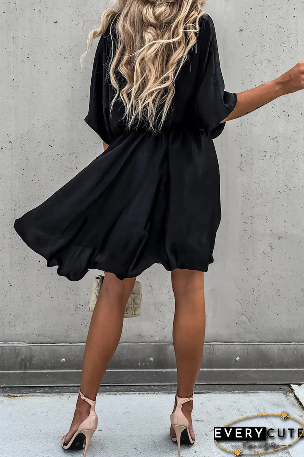 Flowly V Neck Bat Mini Dress