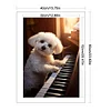 (Big Size)Puppy Playing Piano - 11CT Stamped Cross Stitch - 40*60cm - Dog