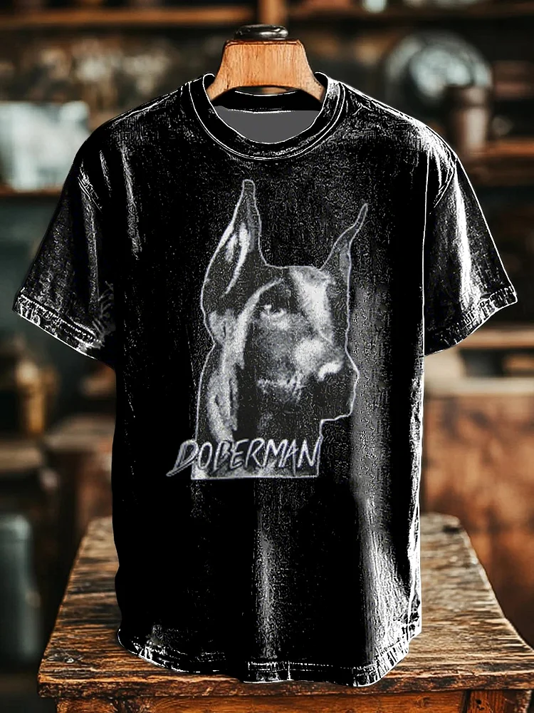 Unisex Deutschland Dobermann bedrucktes Kurzarm-T-Shirt