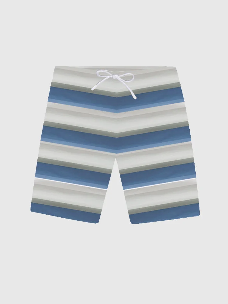 Gradient Blue and Gradient Gray Stripes Men's Shorts BestDVibe